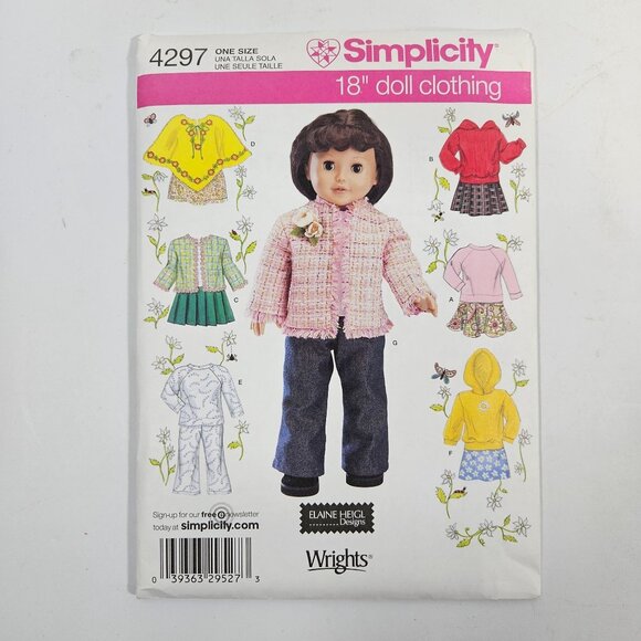 Doll Clothes Sewing Patterns Lot of 5 for 18 in Dolls Simplicity McCalls Uncut - Picture 5 of 8